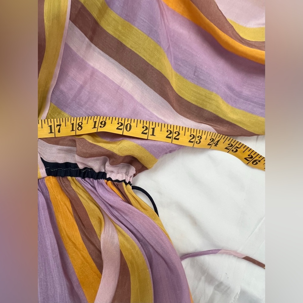 ASOT Apiece Apart Linen Silk Multicolor Striped La Flutte Mini Dress 6 S - Picture 6 of 10